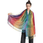 PALAY® Women Shawl Long Scarf Shawl Aesthetic Color Jacquard Tassels Wraps Shawls Silk-touch Long Scarf Shawl Women Beach Wraps Beach Cover Ups, 70x200cm