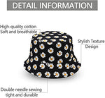 PALAY® Bucket Hats for Women Little Daisy Print Cotton Fisherman Beach Hats Foldable Reversible Bucket Outdoor Casual for Ladies Girls Cap White