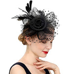 PALAY® Black Fascinator Hats for Women Flower Mesh Feathers Headband Cocktail Tea Party Headwear Vintage Ladies Hair Clip Fascinators