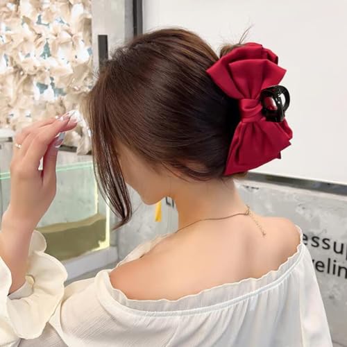 PALAY® Claw Clip for Women Large Red Bow Claw Clip for Medium Thick Hair Women Hair Accessories for Hair Styling, Hair Clamp, Hair Claw for Women Girls