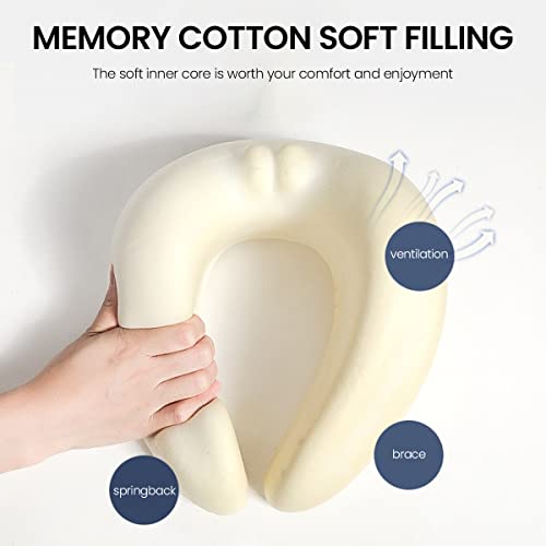 PALAY® Travel Neck Pillow, Memory Foam U-shape Neck Pillow for Travel, Adjustable Neck Pillow Ergonomic Neck Pillow for Sleeping, Support Head, Neck, Foldable Neck Pillow for Travel and Office Napping