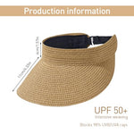 PALAY® Straw Hat Sun Hats for Women Wide Brim Beach Hat for Women Upgrade UV Protection Cap Travel Hat for Women Summer Packable Sun Visor Hat - Khaki, UPF 50+