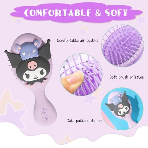 PALAY® Hair Brush for Girls Kuromi Purple PaddleCute Cartoon Comb for Baby Girl