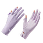PALAY® Hand Gloves for Sun Protection Gloves for Women Bike Riding - Anti-Skid, Touch Screen Glove for Cycling Riding, Breathable Outdoor UV Protection, Snap Button Closure, Purple