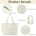 PALAY® Fashion Tote Bag for Women Soft Handbag Lightweight Puffy Travel 15.6 inches Laptop Quilted Shoulder 13.8X6.3x19.3 inches 2PCS