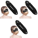 PALAY® Hair Bun Accessories for Women and Girls Floral Pearl Magic Maker for Long Thick Flawless French Clips Elegant Headpiece Birthday Gift 3 PCS