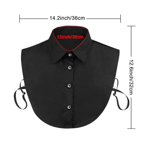 PALAY® Detachable Collar for Women Black Fake Collar Cotton Half Shirt False Collar Detachable Collar Shirt for Office Women, Lady Detachable Dickey Tops Collar for Girls and Women