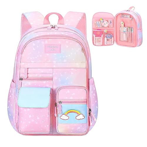 PALAY® School Bag for Girls and Boys Waterproof Stylish Durable Kids Bag Burden Relief Cartoon School Backpacks for Kids Birthday Gift Backpack for School, Picnic (6-12 Years Old) - Pink