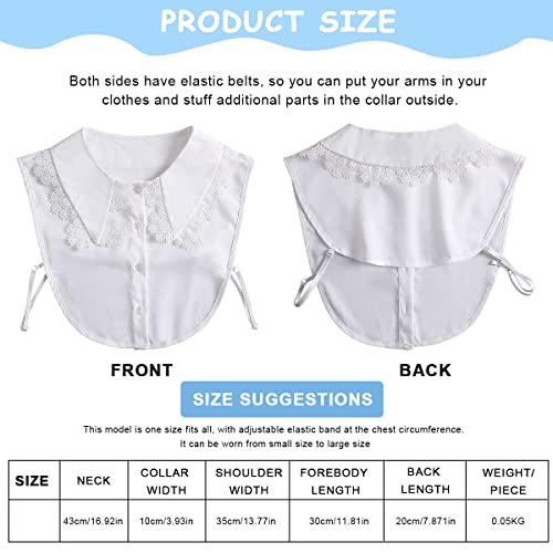 PALAY® Fake Collar for Shirt Elegant Lace Edging Half Shirts False Shirt Collar Detachable Blouse Collar for Women, Fashion Fake White Collar for Tops