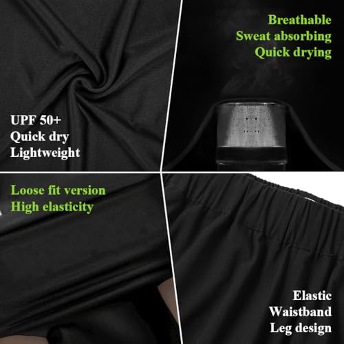 PALAY® Womens Hiking Pants UPF 50+ Lightweight Quick Dry Outdoor Travel Joggers Sun Protective Athletic Lounge Trousers Breathable Cooling High Waist Casual Wear One Size Fits 40-80kg Black