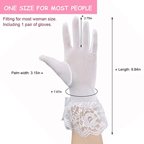 PALAY® Lace Gloves for Women Girls, Butterfly Bow White Gloves for Wedding, Elegant Bridal Gloves Short Mittens for Party Formal Banquet Photography(1 Pair)