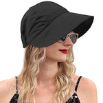 PALAY® Bucket Hat for Women Sun Protection Wide Brim Summer Sun Hats for Women, Fashion Lightweight Quick Dry Cap Beach Hat - Adjustable Drawstring- Black