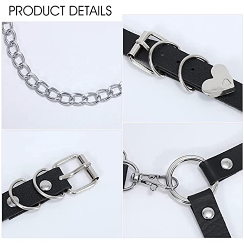 PALAY® Punk Waist Chain Belt for Women Girls Gothic Body Chains Black Mini Skirt Belt Chain Rock Accessories for Uniform Dress Jeans Pants Rave Party