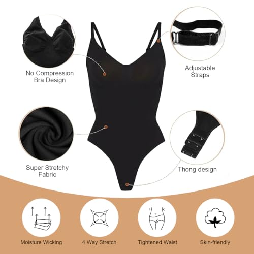 PALAY® Bodysuit for Women Tummy Control Shapewear Seamless Sleeveless Sculpting Thong Body Shaper Tank Top, L