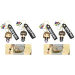 PALAY® 4PCS Couple Keyrings Harry Hermione Cartoon Figure Charm Metal Keychain with Silicone Hand Strap Backpack Handbag Best Friends Gift for Girls Boys