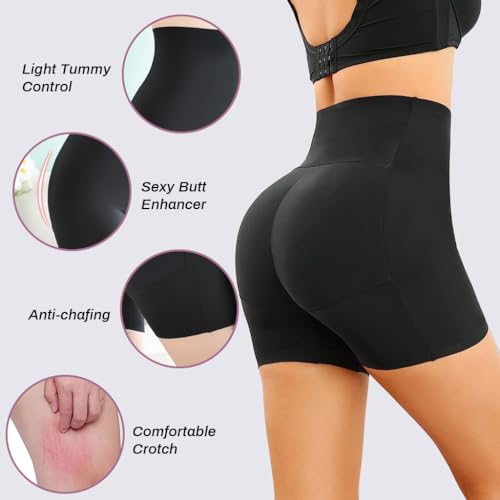 PALAY® Butt Lifter Padded Underwear Women Hip Pads Enhancer Shapewear Shorts Seamless Tummy Control Panties Shaper Fake Pad S Black 3PCS