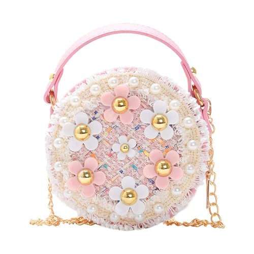 PALAY® Sling Bag For Girls, Cute Bags For Girls Floral Pearl Purse For Girls Princess Casual Handbags For Girls Pink Floral Pear Girls Bags Stylish Latest Small Bags For Girls-Gift For Girls