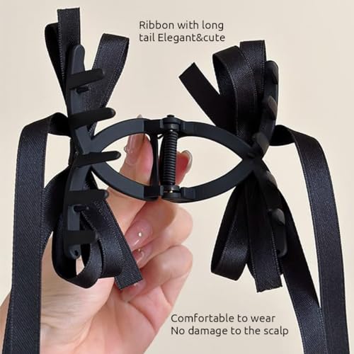 PALAY® 2pcs Bow Hair Clips with Long Tail, 5in Tassel Ribbon Hair Claw Clips,Women Hair Clip for Girl, Large Hair Clips Long Hair Accessories Barrettes Claw Hair Clips