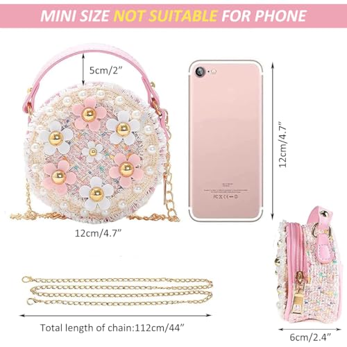 PALAY® Sling Bag For Girls, Cute Bags For Girls Floral Pearl Purse For Girls Princess Casual Handbags For Girls Pink Floral Pear Girls Bags Stylish Latest Small Bags For Girls-Gift For Girls