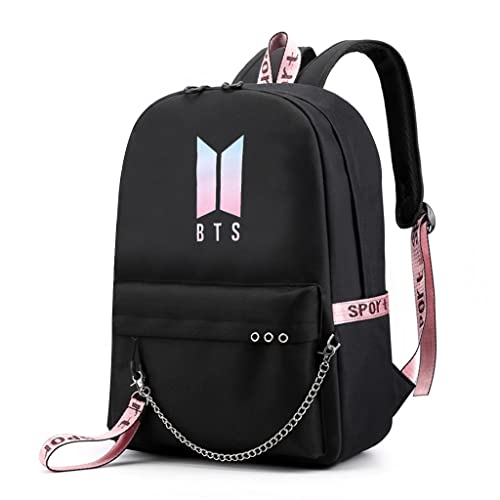 SANNIDHI® Kpop Bangtan Boys Casual Backpack Daypack Laptop Bag School Bag Bookbag Shoulder Bag with USB Charging Port