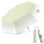 PALAY Sun Umbrella for Travel and Rain with Auto Open Rubber Handle & 8 Fiberglass Ribs | Green
