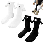 PALAY® 2 pair Cotton Socks Unisex Socks Funny Couple Socks Ankle Socks for Men Women Home Socks Floor Socks Friendship Gift Christmas Gift (Black & White)