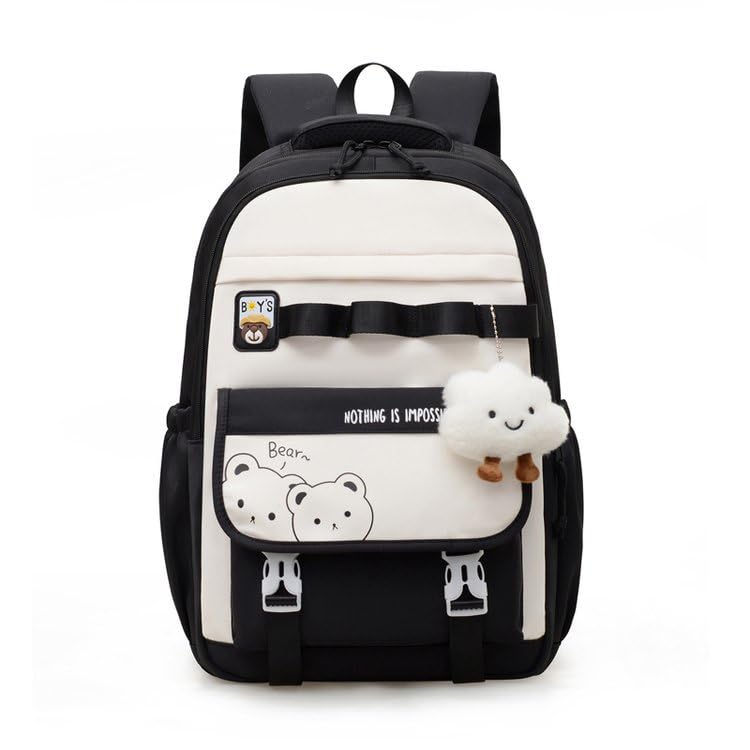 PALAY® School Bag Kawaii Preppy Travel Laptop Backpacks for College Cute Large Waterproof Book Bag-Black