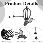 PALAY® Hair Clip, Tassle Mermaid Tail Banana Clips for Women, Alloy Hair Bun Accessories Hairstyle Twist Hair Barrette, Elegant Non Slip Jaw Hair Claws for Lady Girls- Black