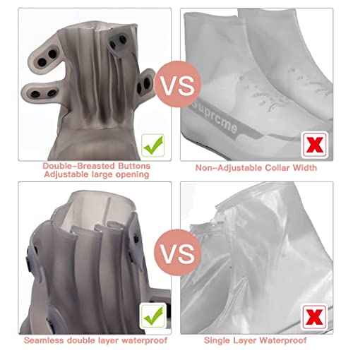 PALAY® Silicone Shoe Covers for Kids Men Women with Double-Breasted Anti-Slip and Waterproof Cover TPE Sole Wear-resistant Reusable for Rainy Season Size 5.5-7.5 3 PCS