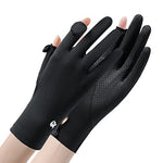 PALAY® Spandex Sun Protection Gloves Women Non-Slip Touch Screen Sun Gloves, Summer Ice Silk Cooling Gloves, Outdoor Breathable Gloves For Cycling Driving Fishing - Black