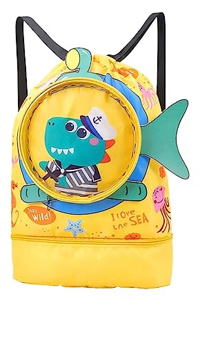 PALAY® Swimming Bag for Kids Cartoon Print Shoulder Bag for Kids Large Capacity Backpack for Girls Wet Dry Separation Beach Bag Storage Bag for Clothes