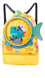 PALAY® Swimming Bag for Kids Cartoon Print Shoulder Bag for Kids Large Capacity Backpack for Girls Wet Dry Separation Beach Bag Storage Bag for Clothes