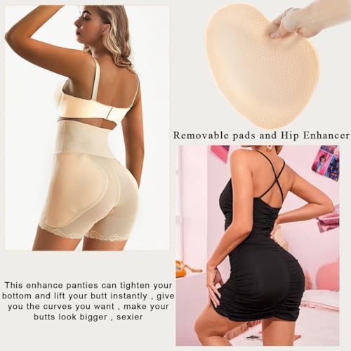 PALAY® Hip Pads for Women Hip Dip Pads, Enhancer Shapewear for Women High Waist Shapewear Butt Lifter Pad Panties, Apricot, L 3 PCS