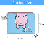 PALAY® Small Wallets for Women Stylish Latest PU Leather Coins Zipper Pocket Purse Girls Rabbit-Shaped Metal Tassels Pendant Blue 3PCS