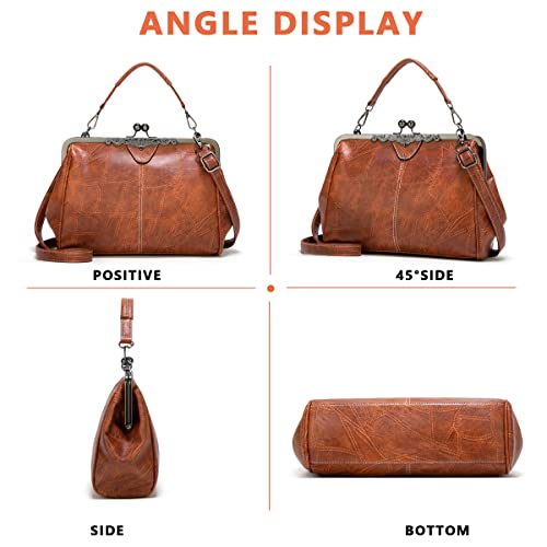 PALAY® Shoulder Bag for Women PU Handbag with Detachable Strap, Tote Bag for Women Vintage Brown Tote Bag Large Capacity Shoulder Bag for Women