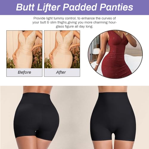 PALAY® Butt Lifter Padded Underwear for Women Hip Pads Enhancer Shapewear Shorts Seamless Tummy Control Panties Shaper Fake Pad, XL Black