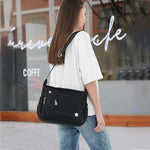 PALAY® Womens Crossbody Bag Nylon Waterproof Multipocket Sling Adjustable Shoulder Strap Black 25x21x10cm 3 PCS