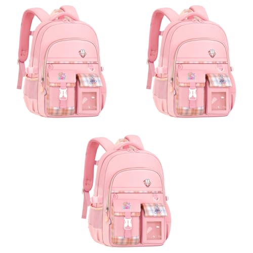 PALAY® Kwaii Lightweight School Backpack for Girls Ideal for Kids Aged 6-8 Perfect Travel Camping Burden Relief 3 PCS