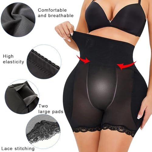 PALAY® Hip Pads for Women Hip Dip Enhancer Shapewear High Waist Butt Lifter Pad Panties XL 2 PCS Black