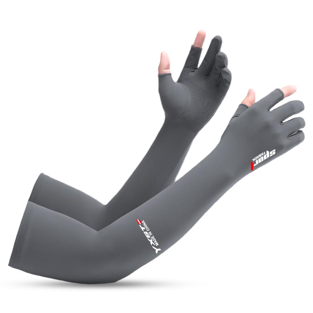 PALAY Hand Gloves for Sun Protection with UPF 50+ and Open Finger Tips | Ice-Silk Grey