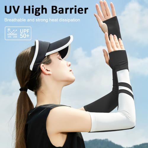 PALAY® Arm Sleeve for Women Driving Stretchy Quick Dry Arm Sleeves Sun Protection Ice Silk Cool Touch Close-fit Protective Hand Sleeves for Hiking, Running, Driving, Golfing