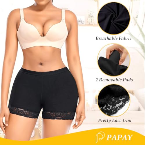 PALAY® Padded Underwear for Women Butt Lifter Seamless Booty Pads Panties Butt Enhancer Lace Boyshorts Shapewear, XL