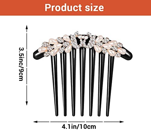 PALAY® Pearl Hair Comb Clip for Women, Crystal Comb Clips for Hair for Women, French Side Comb Hair Bun Clip, Hair Stick for Buns for Daily Use, Party, Wedding