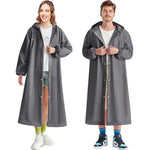 PALAY® 2Pcs Rain Ponchos for Adults Reusable EVA Raincoats with Hood Unisex Rain Ponchos Hooded Ankle Length Raincoat for Camping, Hiking, Music Festival & Outdoor Activities (Grey)