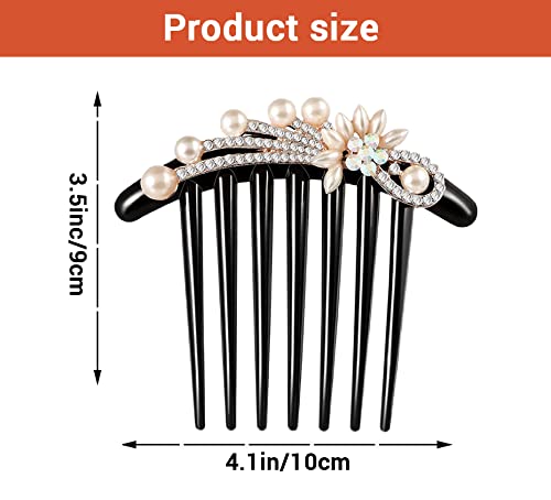 PALAY® Hair Comb Clip for Women, Pearl Hair Comb Clips, Rhinestone Side Comb Hair Bun Clip, French Hair Stick for Buns for Daily Use or Party