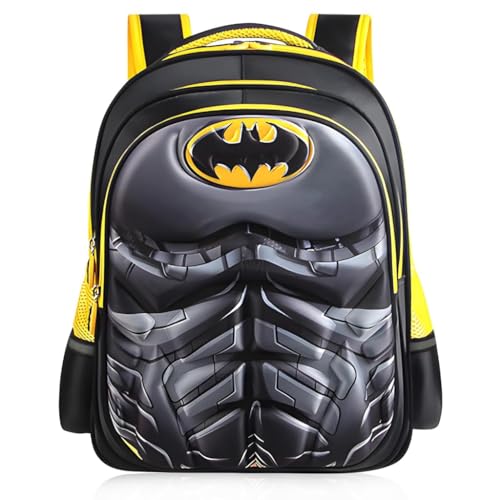 PALAY® School Kids Backpack 3D Cartoon Batman Print Hard Shell Backpack Lightweight School Backpack Padded Shoulder Strap And Lift Handle Waterproof School Backpack School Gift for Kids 6-10 Years Old