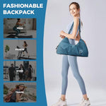 PALAY® Gym Bag Fashion Nylon with Shoe Compartment Lightweight Duffle Shoulder Travel Waterproof Day Pack Adjustable Strap Blue 2 PCS