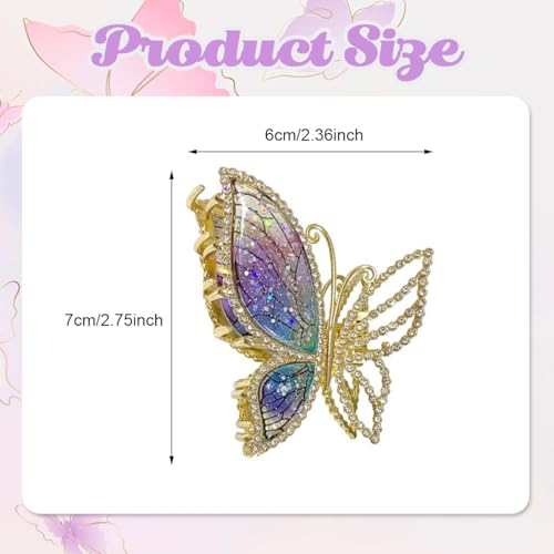 PALAY® Hair Claw Clips for Women Stylish Latest Sparkly Butterfly Clutcher for Women Hair Jaw Clips Fancy Non-Slip Metal Strong Hold Hair Bun Styling Hair Accessories for Women and Girls