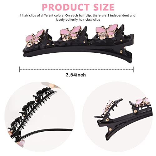 PALAY® 4 Pcs Braid Hair Accessories for Kids Butterfly Braided Hair Clips for Women Girls Hairpin Hair Dressing Section Clips for Hair