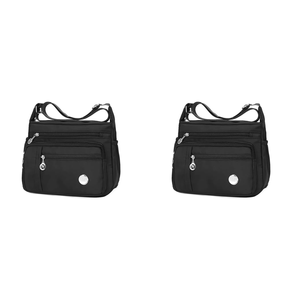 PALAY Womens Crossbody Bag with Multi Pocket Design and Adjustable Strap Black 25x21x10cm